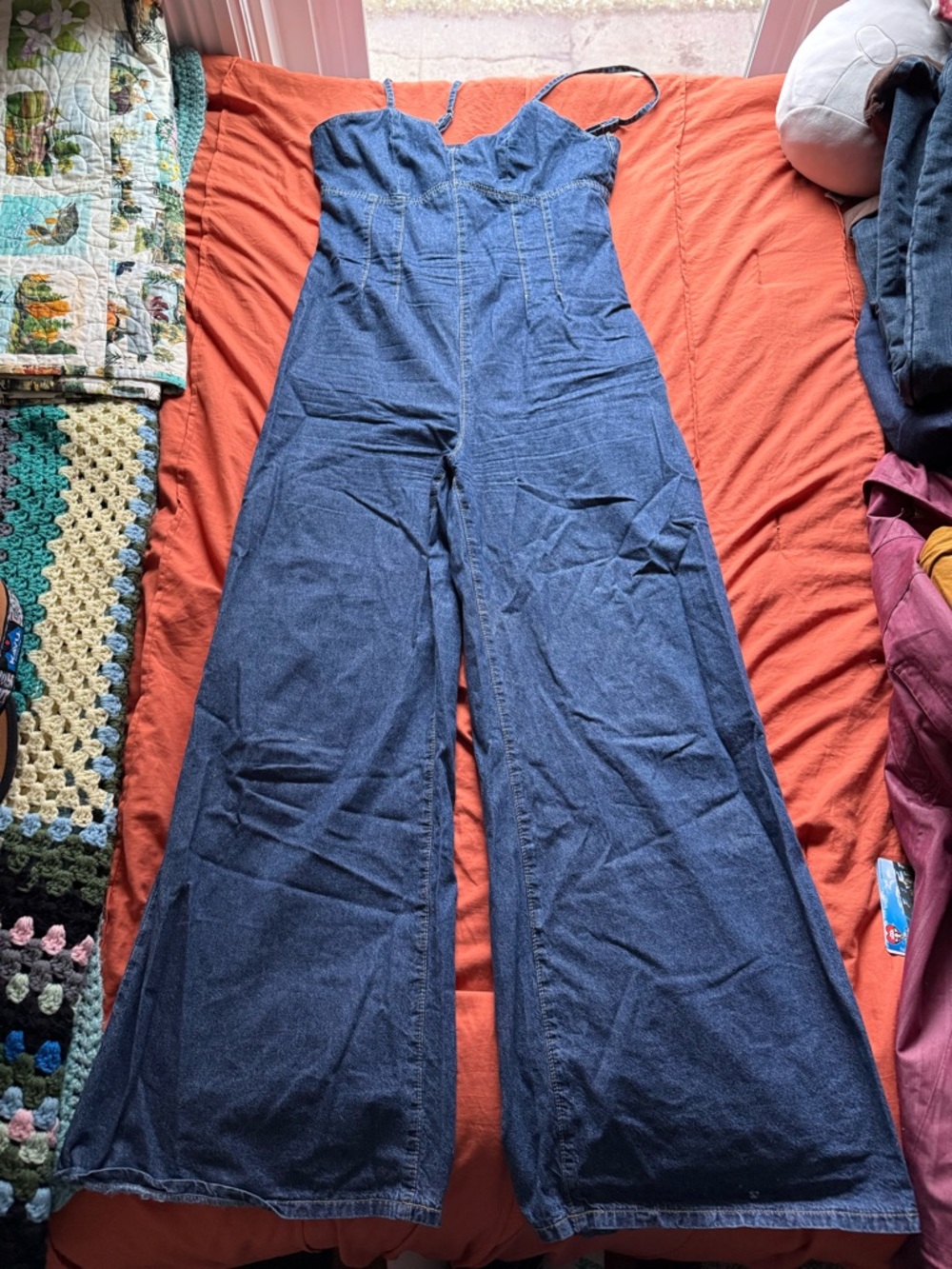 SHEIN Light Blue Denim Jumpsuit